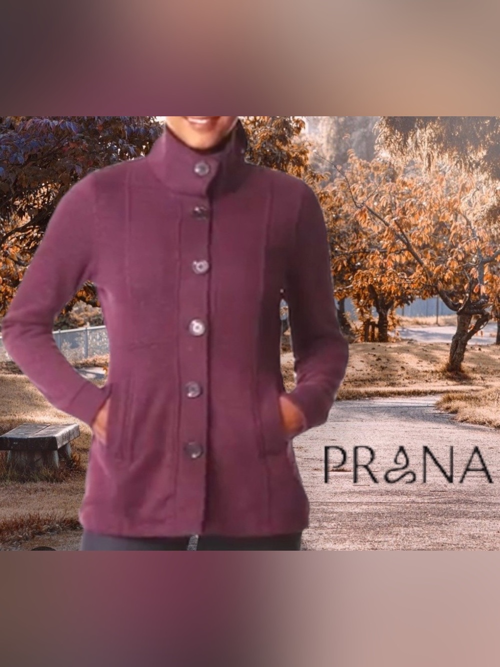 Prana Maroon Catrina Women's Button-Up Fleece Pea Coat Jacket